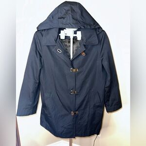 MICHAEL Michael Kors Black Trench Coat with Hood